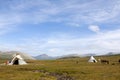 Tepees of the Dukha peoples in northern Mongolia Royalty Free Stock Photo