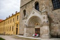 Tepla, Czech Republic, 7 August 2021: Premonstratensian Abbey and monastery, Romanesque church of the Annunciation with towers,