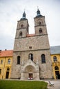 Tepla, Czech Republic, 7 August 2021: Premonstratensian Abbey and monastery, Romanesque church of the Annunciation with towers,