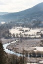 Tepla River in snowy winter landscape near Cihelny, Karlovy Vary Royalty Free Stock Photo