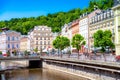 Tepla River embankment. Karlovy Vary, Czech republic Royalty Free Stock Photo