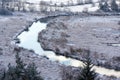 Tepla River in snowy winter landscape near Cihelny, Karlovy Vary Royalty Free Stock Photo