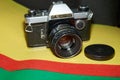 Teplyk, Ukraine, November 14, 2022. The old Soviet camera with Helios-44 lens