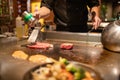 Teppanyaki Chef Cooking Japanese Steak Royalty Free Stock Photo