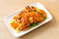 Teppanyaki chicken steak with cabbage and carrot