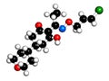 Tepraloxydim herbicide molecule. 3D rendering Royalty Free Stock Photo