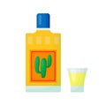 Tequila bottle and shot glass, mexican alcohol drink Royalty Free Stock Photo
