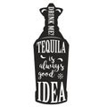 Tequila bottle silhouette monochrome sticker