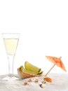 Tequila glass on beach Royalty Free Stock Photo