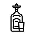 tequila glass bottle line icon vector illustration