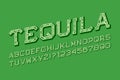 Tequila letters and numbers in carnival style. Isolated english alphabet Royalty Free Stock Photo