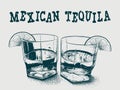 Tequila with lime hand drawn vector Illustration