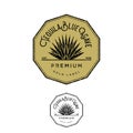 Tequila logo. Gold tequila label. Blue agave premium tequila.