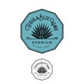 Tequila logo. Silver tequila label. Blue agave premium tequila.