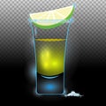 Tequila shot cocktail with slice of lime and salt Royalty Free Stock Photo