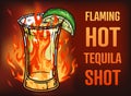 Tequila shot flat sticker colorful