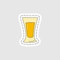 Tequila shot glass as a sticker. Cartoon sketch graphic design. Doodle style. Colored hand drawn image. Party drink concept for Royalty Free Stock Photo