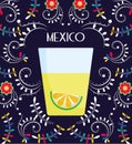 Tequila shot with lime flowers floral mexican food, traditional celebration design