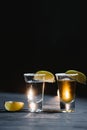 Tequila shot with lime . Selective focus Royalty Free Stock Photo