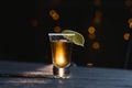 Tequila shot with lime . Selective focus Royalty Free Stock Photo