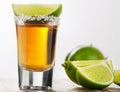 Tequila shot with lime