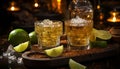 Tequila shot, lime slice, cocktail glass, celebration, party generated by AI Royalty Free Stock Photo