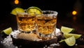 Tequila shot, lime slice, party, celebration, drink generated by AI Royalty Free Stock Photo