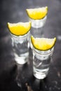 Tequila shots on the dark rustic background Royalty Free Stock Photo