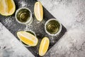Tequila shots with lime and salt Royalty Free Stock Photo