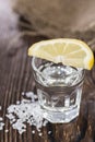 Tequila Silver with lemon and salt Royalty Free Stock Photo