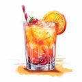 tequila sunrise alcoholic cocktail illustration