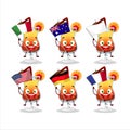 Tequila sunrise cartoon character bring the flags of various countries