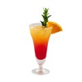 Tequila sunrise cocktail, Beautiful orange cocktail, isolated on white background, with clipping path Royalty Free Stock Photo