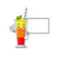 Tequila sunrise cocktail cartoon design with Thumbs up finger bring a white board Royalty Free Stock Photo