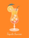 Tequila sunrise cocktail vector concept