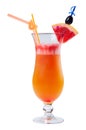 Tequila sunrise cocktail in a tall glass