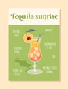 Tequilla sunrise intgredients vector concept