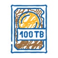 100 terabyte hard drive future technology icon doodle illustration Royalty Free Stock Photo