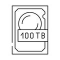 100 terabyte hard drive future technology line icon vector illustration Royalty Free Stock Photo