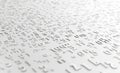 Terabytes of binary data form a stream of tech cyber code, flowing through a wavy field of coded blockchains. This scene Royalty Free Stock Photo