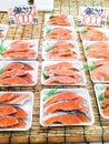 Fresh salmon in Teradomari fish market