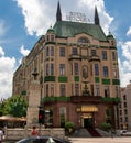 Terazije fountain and hotel Moskva in city center of Belgrade, Serbia