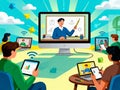Online Education Students Learning Remotely with Technology and Teacher Interaction Royalty Free Stock Photo