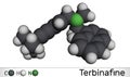 Terbinafine molecule. It is allylamine antifungal used to treat dermatophyte infections of toenails and fingernails. Molecular