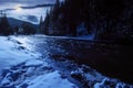 Tereblya river in winter in full moon light