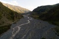 The Terek River flows through the Daryal Gorge. Royalty Free Stock Photo