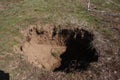 Terelle, Italy - March 15, 2009: The small sinkhole in the Terelle countryside in the province of Frosinone Royalty Free Stock Photo