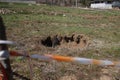 Terelle, Italy - March 15, 2009: The small sinkhole in the Terelle countryside in the province of Frosinone