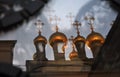 Terem churches of Moscow Kremlin. Glass window reflection Royalty Free Stock Photo
