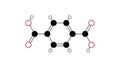 terephthalic acid molecule, structural chemical formula, ball-and-stick model, isolated image phthalic acid